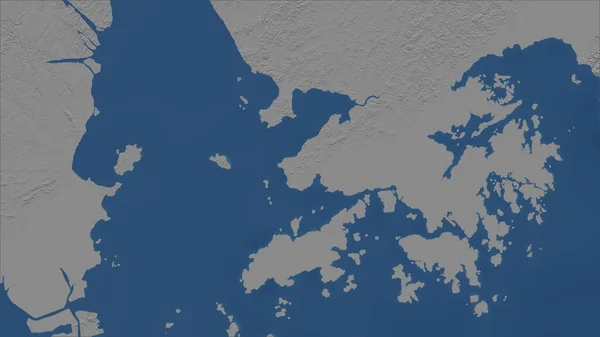Hong Kong Detailní Pohled Zemi Žádný Obrys Mapa Elevace Stupních — Stock fotografie