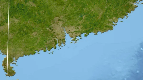Hongkong Buurt Verre Perspectief Met Contouren Van Het Land Satellietbeelden — Stockfoto