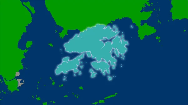 Hong Kong Area Administrative Divisions Map Stereographic Projection Raw Composition — Stock Photo, Image