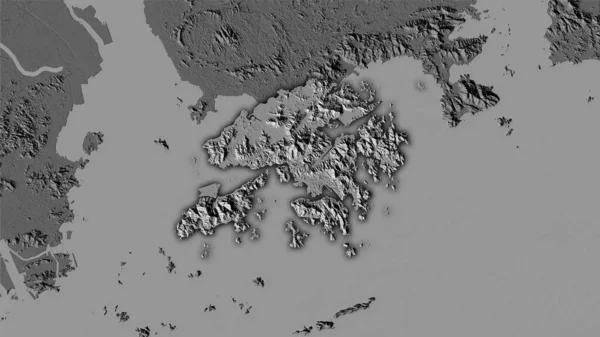 Área Hong Kong Mapa Elevación Bilevel Proyección Estereográfica Composición Cruda — Foto de Stock