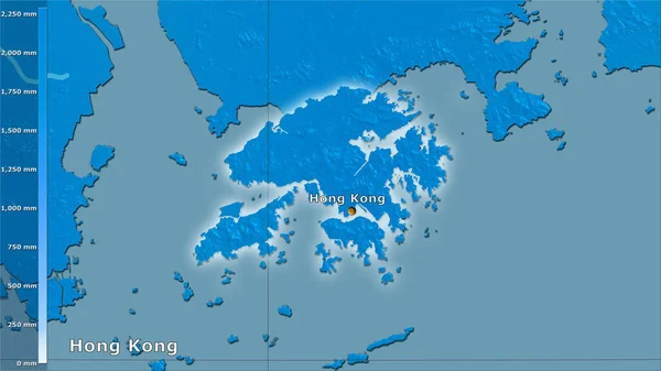 Precipitação Anual Dentro Área Hong Kong Projeção Estereográfica Com Legenda — Fotografia de Stock