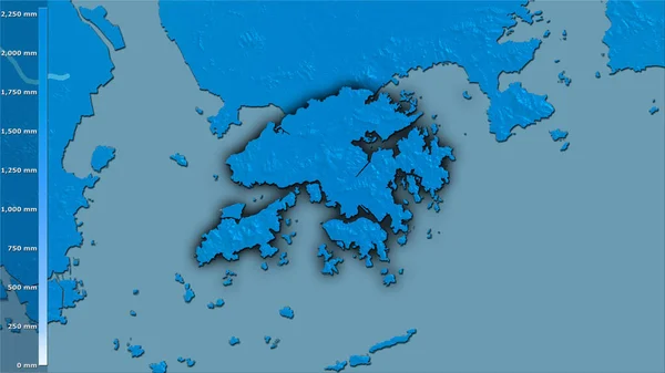 Roczne Opady Atmosferyczne Obszarze Hongkongu Projekcji Stereograficznej Legendą Surowa Kompozycja — Zdjęcie stockowe