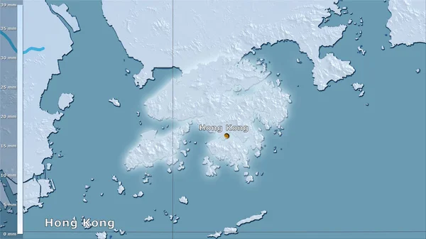 Hong Kong Bölgesindeki Kuru Ayın Yağışı Efsanevi Stereografik Projeksiyonla Ana — Stok fotoğraf