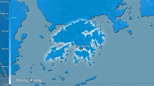 Hong Kong Bölgesindeki Sıcak Çeyrekliğin Yağışı Efsanevi Stereografik Projeksiyonla Ana — Stok fotoğraf