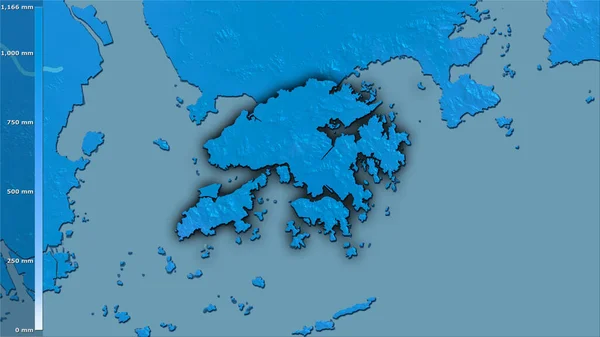 Opady Najcieplejszego Kwartału Obszarze Hongkongu Projekcji Stereograficznej Legendą Surowa Kompozycja — Zdjęcie stockowe