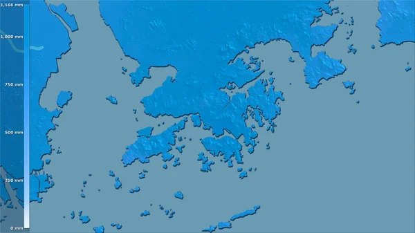 Opady Najcieplejszego Kwartału Obszarze Hongkongu Projekcji Stereograficznej Legendą Surowa Kompozycja — Zdjęcie stockowe