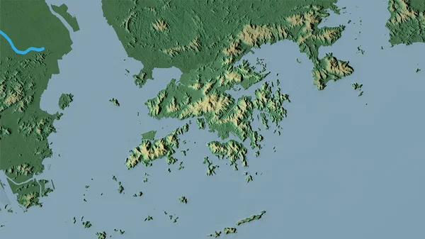 Hongkong Területe Domborzati Domborzati Térképen Sztereográfiai Vetületben Nyers Összetétele Raszterrétegek — Stock Fotó