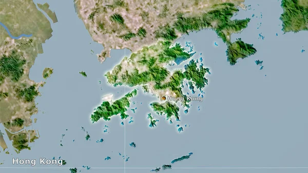 Територія Гонконгу Супутниковій Карті Стереографічній Проекції Основна Композиція — стокове фото