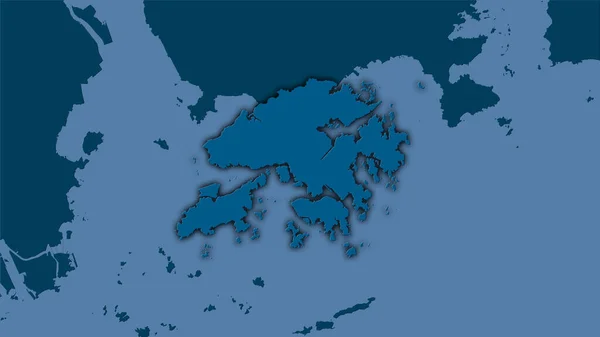 Περιοχή Χονγκ Κονγκ Στον Συμπαγή Χάρτη Στην Στερεογραφική Προβολή Ακατέργαστη — Φωτογραφία Αρχείου