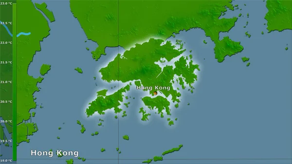 香港地区内立体投影的年均气温及图例 主成分 — 图库照片