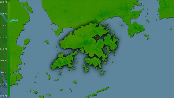 Temperatura Média Anual Dentro Área Hong Kong Projeção Estereográfica Com — Fotografia de Stock