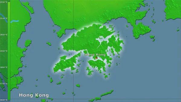 香港地区内具有图例的立体投影的年均气温变化 主成分 — 图库照片