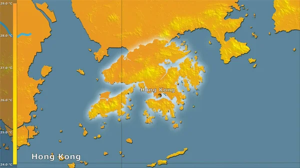 Середня Температура Найтеплішого Кварталу Районі Гонконгу Стереографічній Проекції Легендою — стокове фото