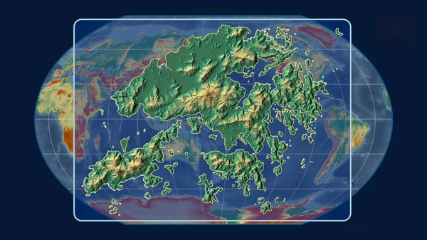 Zoomad Hongkong Skissera Med Perspektiv Linjer Mot Global Karta Kavrayskiy — Stockfoto