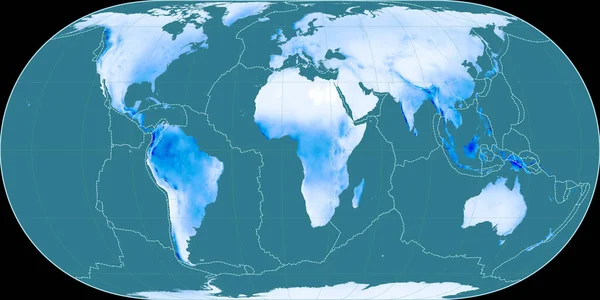 Carte Monde Dans Projection Hufnagel Centrée Sur Longitude Est Carte — Photo
