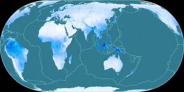 Carte Monde Dans Projection Hufnagel Centrée Sur Longitude Est Carte — Photo