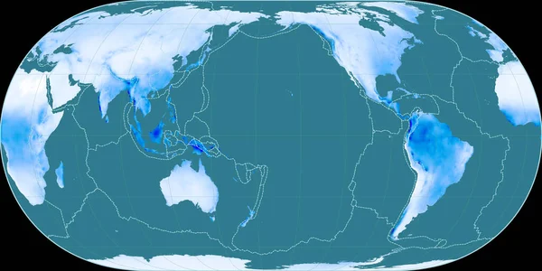 Carte Monde Dans Projection Hufnagel Centrée Sur 170 Longitude Ouest — Photo