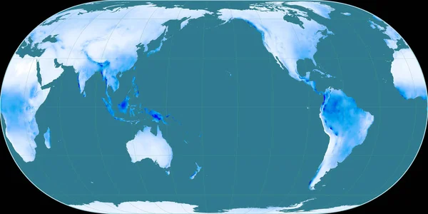 Mapa Mundo Projeção Hufnagel Centrada Longitude Oeste 170 Mapa Médio — Fotografia de Stock