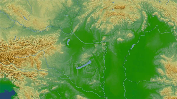 Węgry Zbliżenie Perspektywy Kraju Bez Zarysu Kolor Mapa Fizyczna — Zdjęcie stockowe