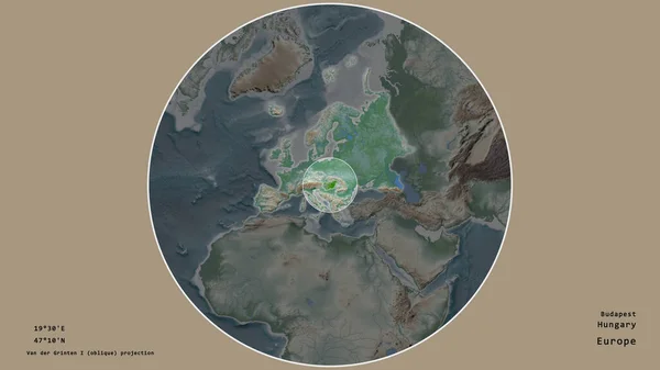Gebiet Von Ungarn Mit Einem Kreis Auf Der Großformatigen Karte — Stockfoto