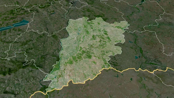 Bacs Kiskun County Hungary Zoomed Highlighted Satellite Imagery Rendering — Stock Photo, Image