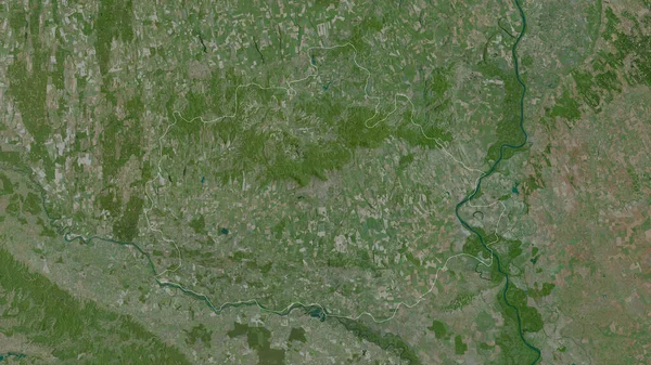 ハンガリーの郡Baranya 衛星画像 形状は その国の領域に対して概説 3Dレンダリング — ストック写真