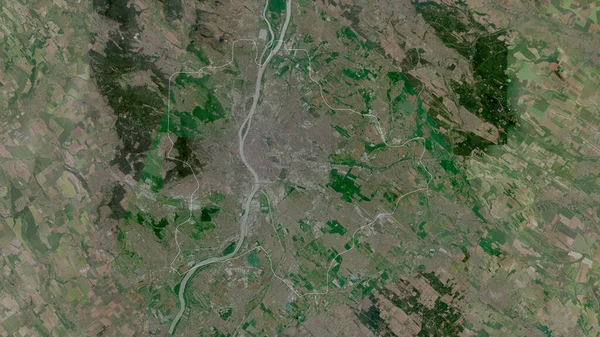 Budapest Die Hauptstadt Ungarns Satellitenbilder Umrissen Gegen Das Land Rendering — Stockfoto