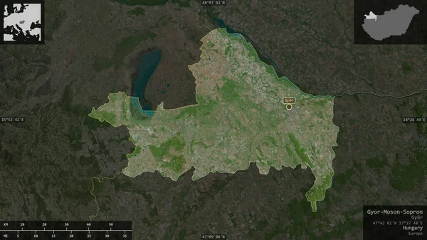 Дьйор Мосон Шопрон Графство Угорщина Супутникові Знімки Форма Представлена Проти — стокове фото