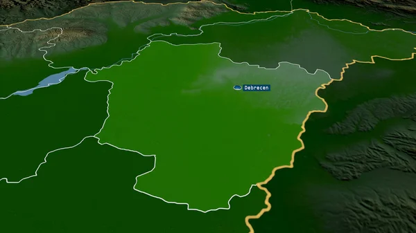 Hajdu Bihar Comté Hongrie Zoomé Surligné Avec Capitale Principales Caractéristiques — Photo