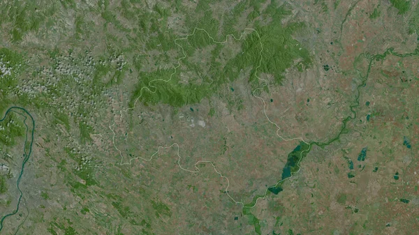 Heves Kreis Ungarn Satellitenbilder Umrissen Gegen Das Land Rendering — Stockfoto