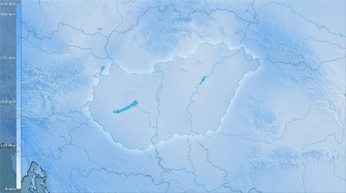 Efsanevi stereografik projeksiyonla Macaristan 'ın en kuru çeyreğindeki yağış - ışık saçan ana hatlı raster tabakalarının ham bileşimi