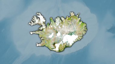 Uydudaki İzlanda bölgesi stereografik projeksiyondaki bir harita - koyu parlak çizgili raster tabakalarının ham bileşimi