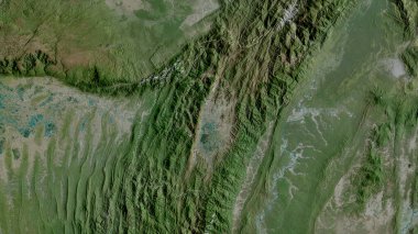 Manipur, Hindistan eyaleti. Uydu görüntüleri. Ülke alanına göre şekillendirilmiş. 3B görüntüleme