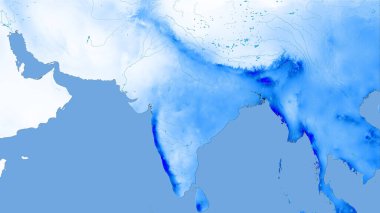 Stereografik projeksiyonda Hindistan 'ın yıllık yağış alanı - raster katmanlarının ham bileşimi