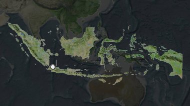 Endonezya 'nın vurgulanmış bölgesi. Mahallesinin doyumsuz haritasında sermaye noktası var. Uydu görüntüleri