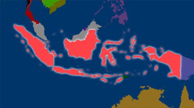 Stereografik projeksiyondaki idari bölümler haritasında Endonezya alanı - ışık saçan ana hatlı raster tabakalarının ham bileşimi