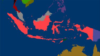 Stereografik projeksiyondaki idari bölümler haritasında Endonezya alanı - raster katmanlarının ham bileşimi