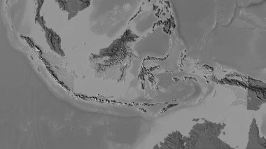 Stereografik projeksiyondaki bilek yüksekliği haritasında Endonezya alanı - raster katmanlarının ham bileşimi