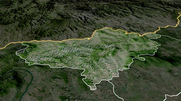 ノグラード ハンガリーの郡が拡大し 強調した 衛星画像 3Dレンダリング — ストック写真