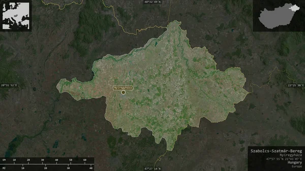 Szabolcs Szatmar Bereg Condado Hungría Imágenes Satélite Forma Presentada Contra — Foto de Stock