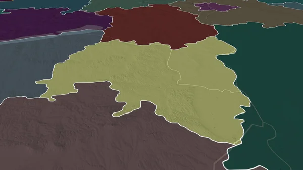 Tolna Condado Hungria Ampliou Destacou Mapa Colorido Esburacado Divisão Administrativa — Fotografia de Stock