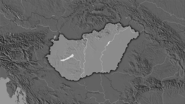 Hungría Mapa Elevación Bilevel Proyección Estereográfica Composición Cruda Capas Trama — Foto de Stock