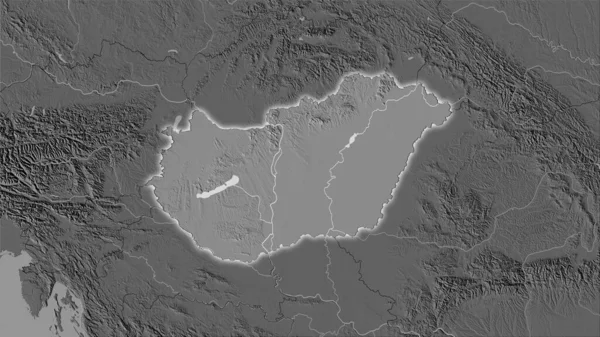 Oblast Maďarska Mapě Nadmořské Výšky Stereografické Projekci Hrubé Složení Rastrových — Stock fotografie