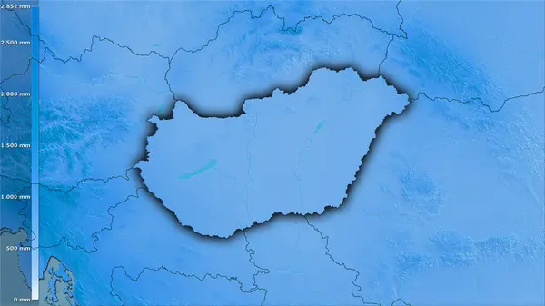 Precipitación Anual Dentro Del Área Hungría Proyección Estereográfica Con Leyenda —  Fotos de Stock