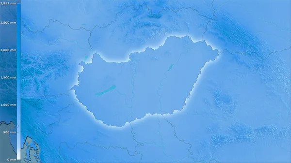 Precipitación Anual Dentro Del Área Hungría Proyección Estereográfica Con Leyenda —  Fotos de Stock