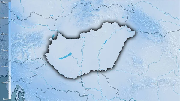 헝가리 지역에서는 강우량 달이었으며 스테레오 전축에는 전설적 모습을 강설층 의구성 — 스톡 사진