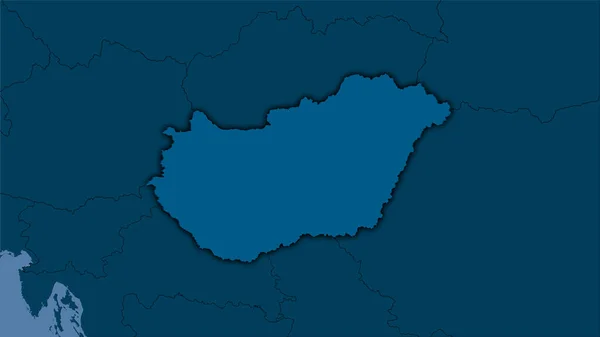 Ungarn Gebiet Auf Der Festen Landkarte Der Stereographischen Projektion Rohe — Stockfoto