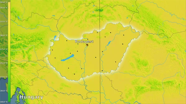 Variación Media Anual Temperatura Dentro Del Área Hungría Proyección Estereográfica — Foto de Stock