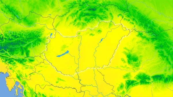 Ungheria Area Sulla Mappa Annuale Della Temperatura Nella Proiezione Stereografica — Foto Stock