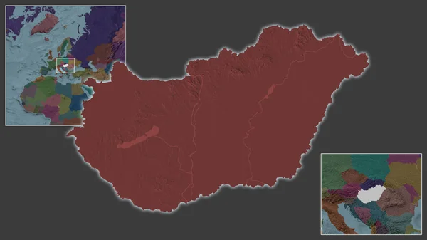 Primer Plano Hungría Ubicación Región Centro Mapa Mundial Gran Escala —  Fotos de Stock